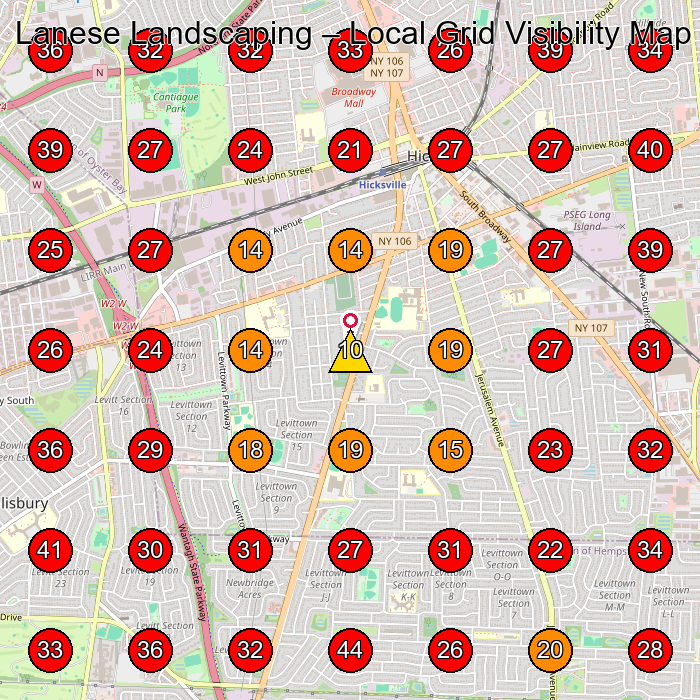 Lanese Landscaping GeoGrid visibility map for Landscape Designer in Syosset